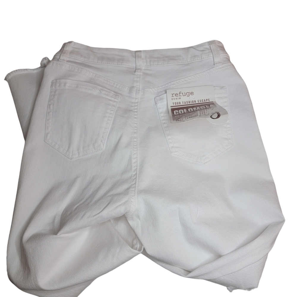 REFUGE HIGH RISE CURVY WOMEN'S WHITE DISTRESSED DENIM SIZE 7 - Picture 6 of 8